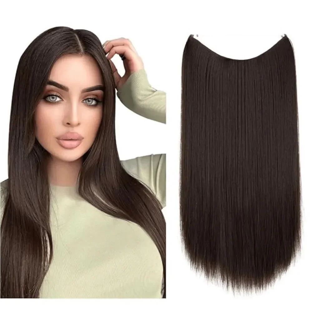 BRAND NEW - Dark Brown Halo - 22 inch Wire Halo - Straight Hair